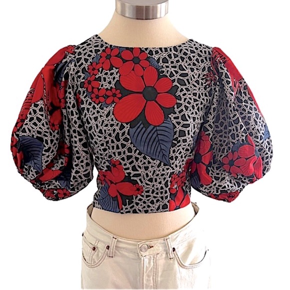 Statement crop top with statement sleeves! - Picture 1 of 5